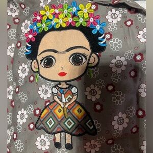 Colorful Floral Handmade Embroidered Frida Khalo Apron